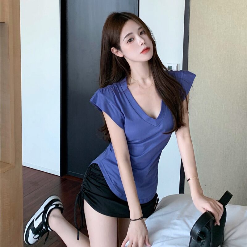 Tシャツ サマースタイルトップス 夏物 ピュア パープル ブラックストロベリース66895995510