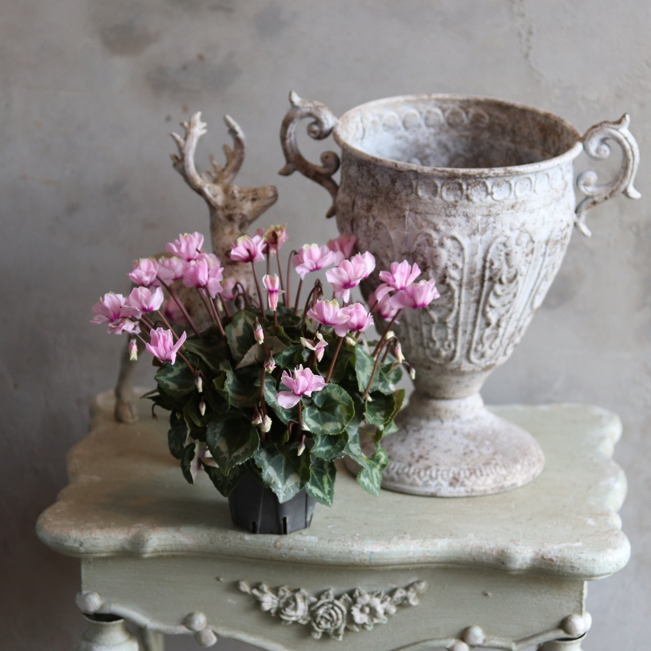 ブリキ植木鉢　アンティックデコレカップSW　アンティーク調　シャビーシック　オシャレ　UF577