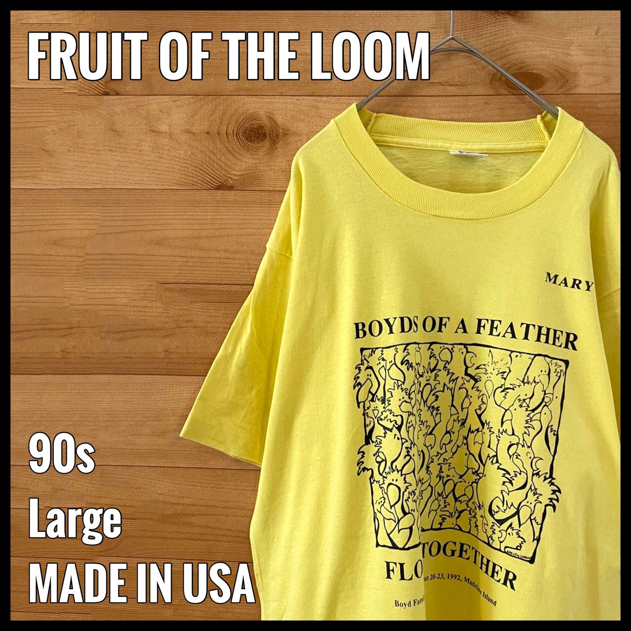【FRUIT OF THE LOOM】90s USA製 鳥 Tシャツ イラスト Lサイズ シングルステッチ ビンテージ us古着