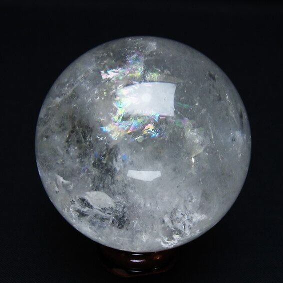 水晶 丸玉 虹入り 57mm スフィア 置物 水晶玉 一点物 151-8704