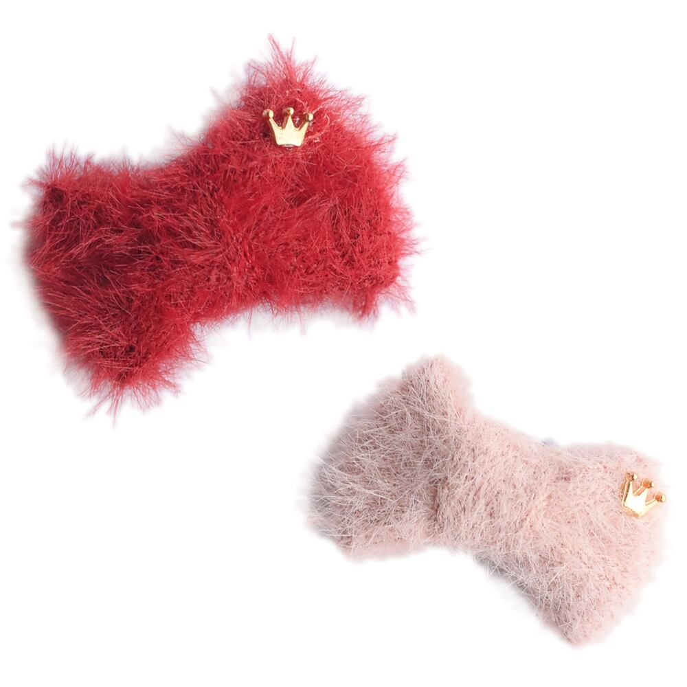 [犬 ヘアアクセサリー] リボン コーム パッチン ピン ファー 2点セット