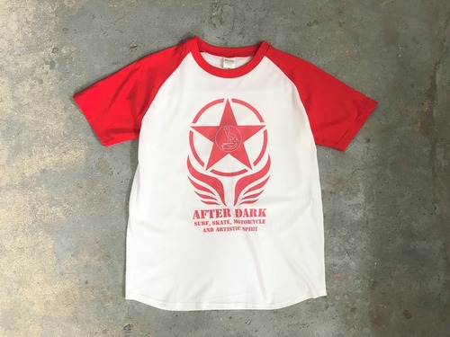 2023SS AFTER DARK raglan-sleeve 5.6oz T-shirt【WHITE/RED】