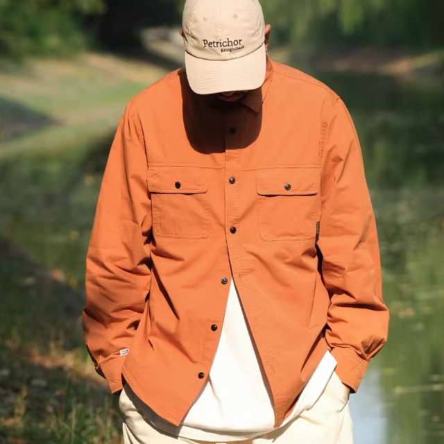 ボタンダウンストレートシルエットワークシャツA18062