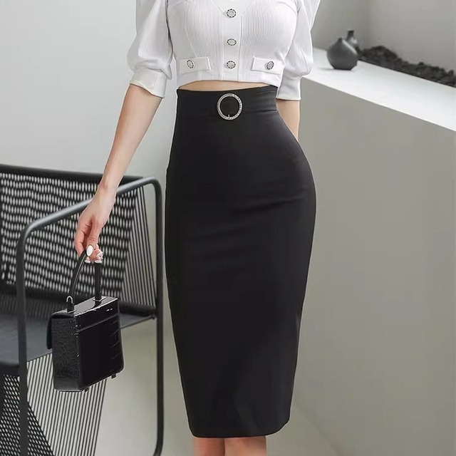 Belted Midi Length Tight Skirt　　V2139