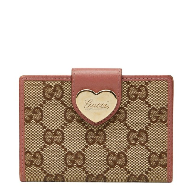 グッチ GGキャンバス カードケース パスケース 224261 ベージュ ピンク キャンバス レザー レディース GUCCI 【中古】
