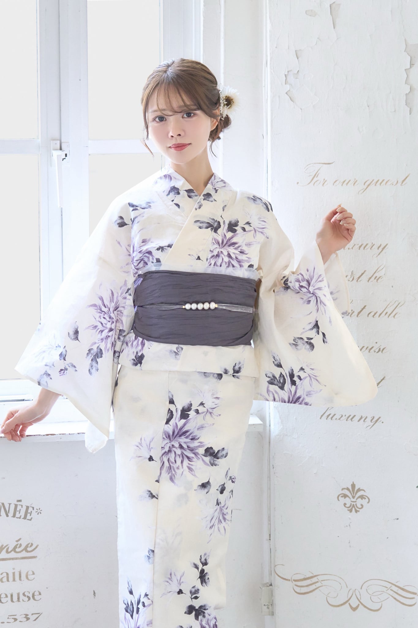 浴衣4点セット 夏の水彩花あそびY5-27【通常浴衣】 | ANDESIR