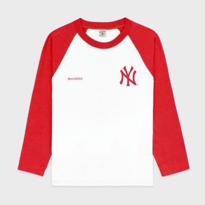 Sporty&Rich　Yankees Serif Baseball Tee　WHITE/RED
