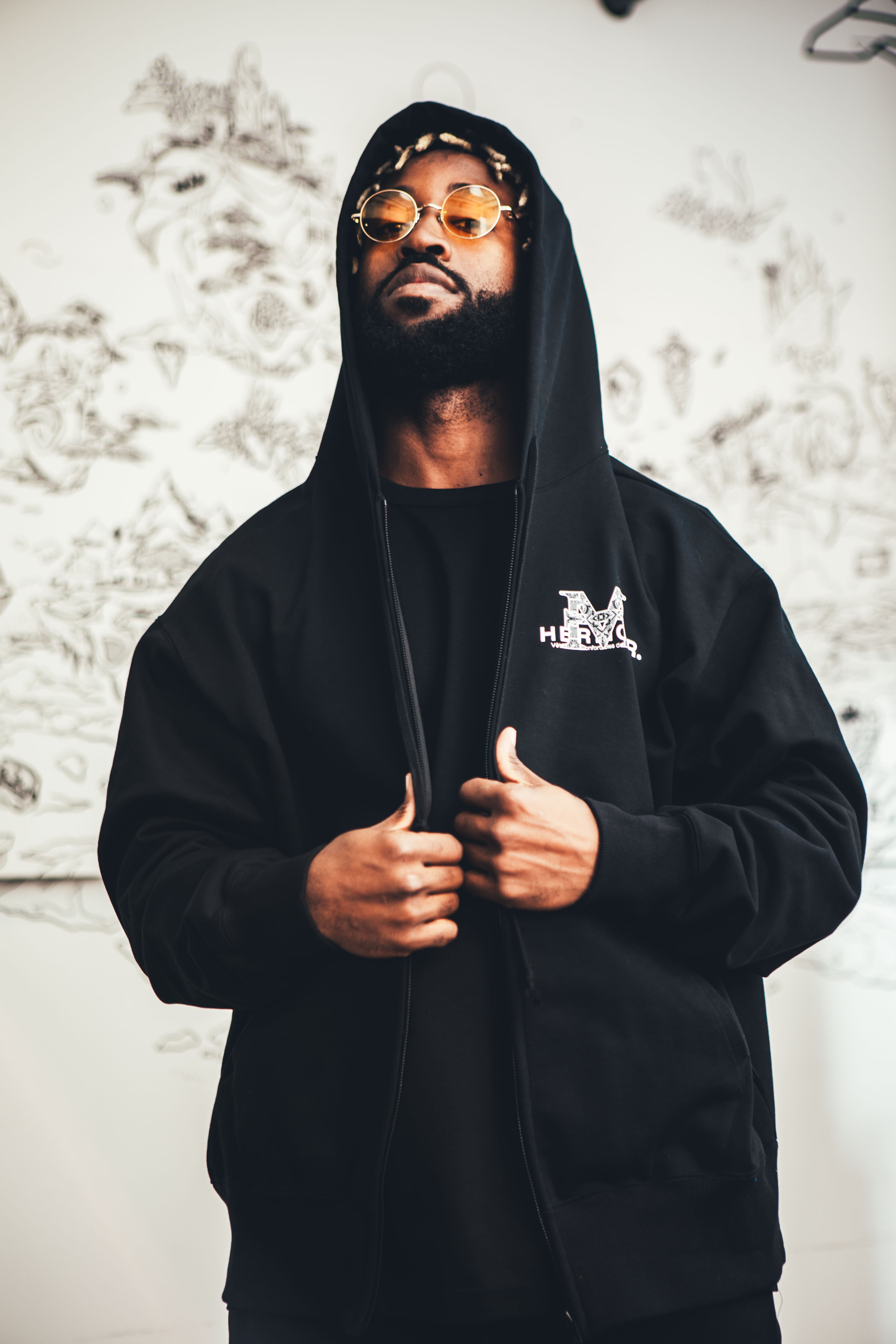 HE-101 HM LOGO FULLZIP HOODIE【LOGO : GRAY / RED / BLUE】 | HERMOUR