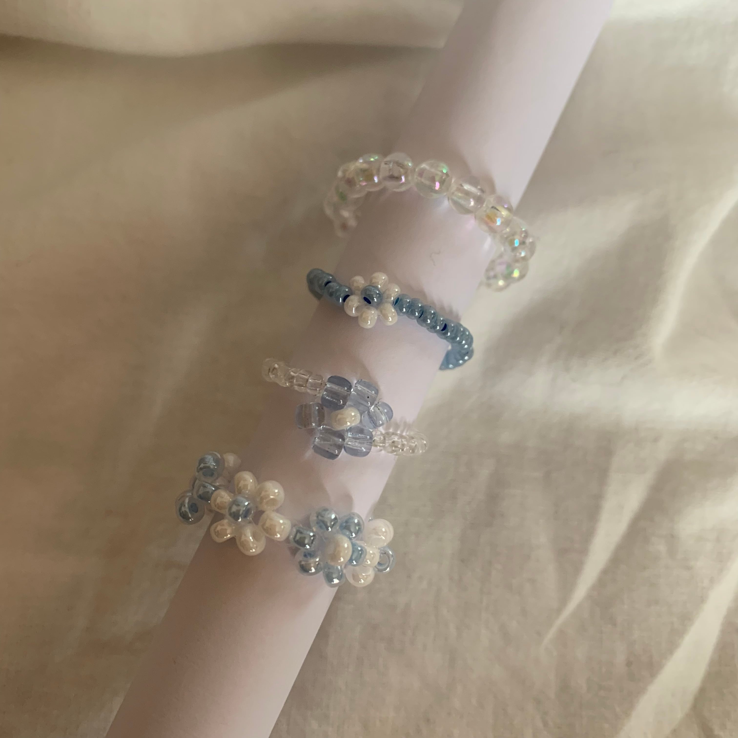 ビーズアクセサリー 花 韓国 リング | miuuuu