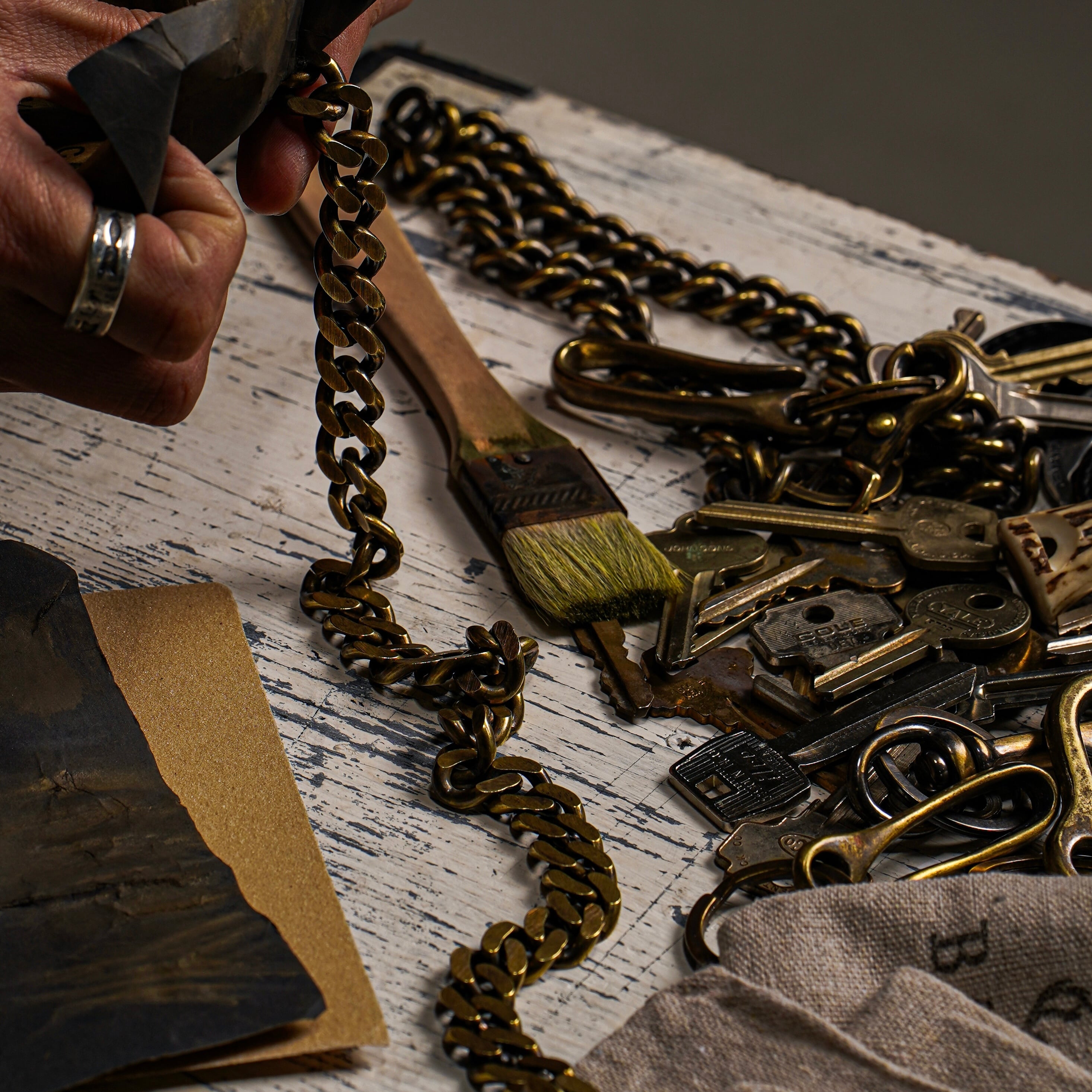 燻/数量限定】Vintage Brass Wallet ChainⅡ｜真鍮 ウォレットチェーン