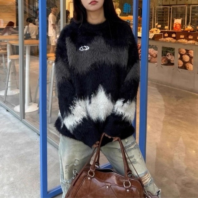 バイパターングラデシャギーニット 2col   R01221