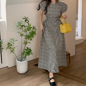 パフスリーブウェストレースアップドレス3221