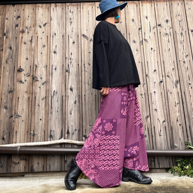 和柄カラーバタフライパンツ