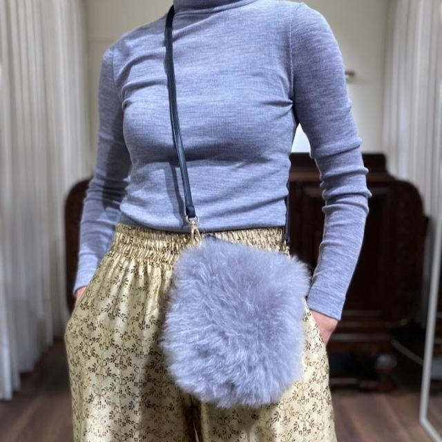 cashmere fur mini bag gray