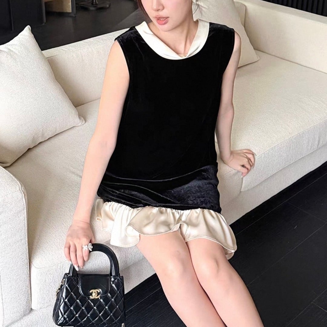 Velvet ruffle dress 2609073