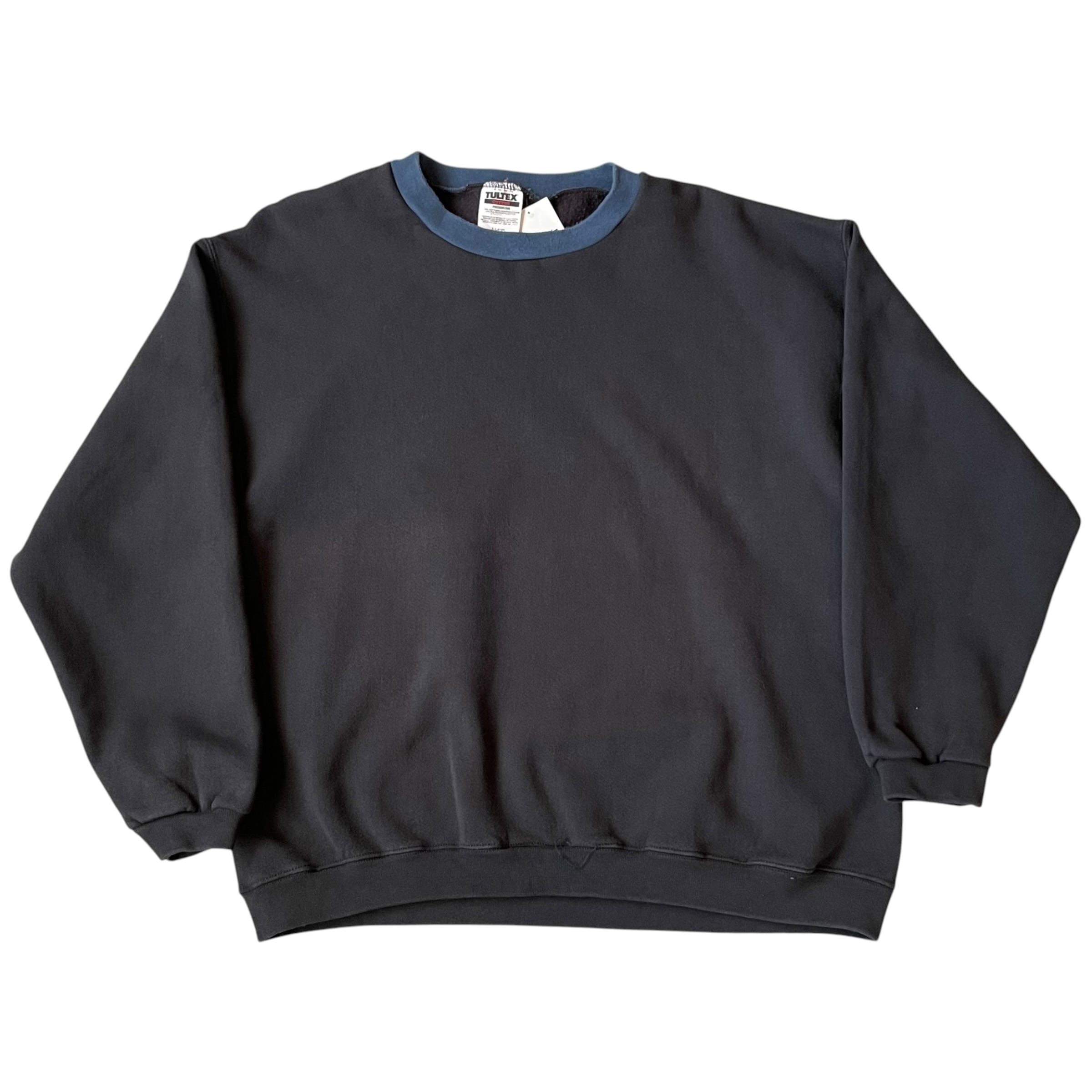 1990s TULTEX "Black × Teal Blue" 2-Tone sweat