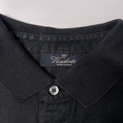 Viadeste ヴィアデステ イタリア製 襟切替 半袖ポロシャツ Lサイズ程度/ブラック/リネン系