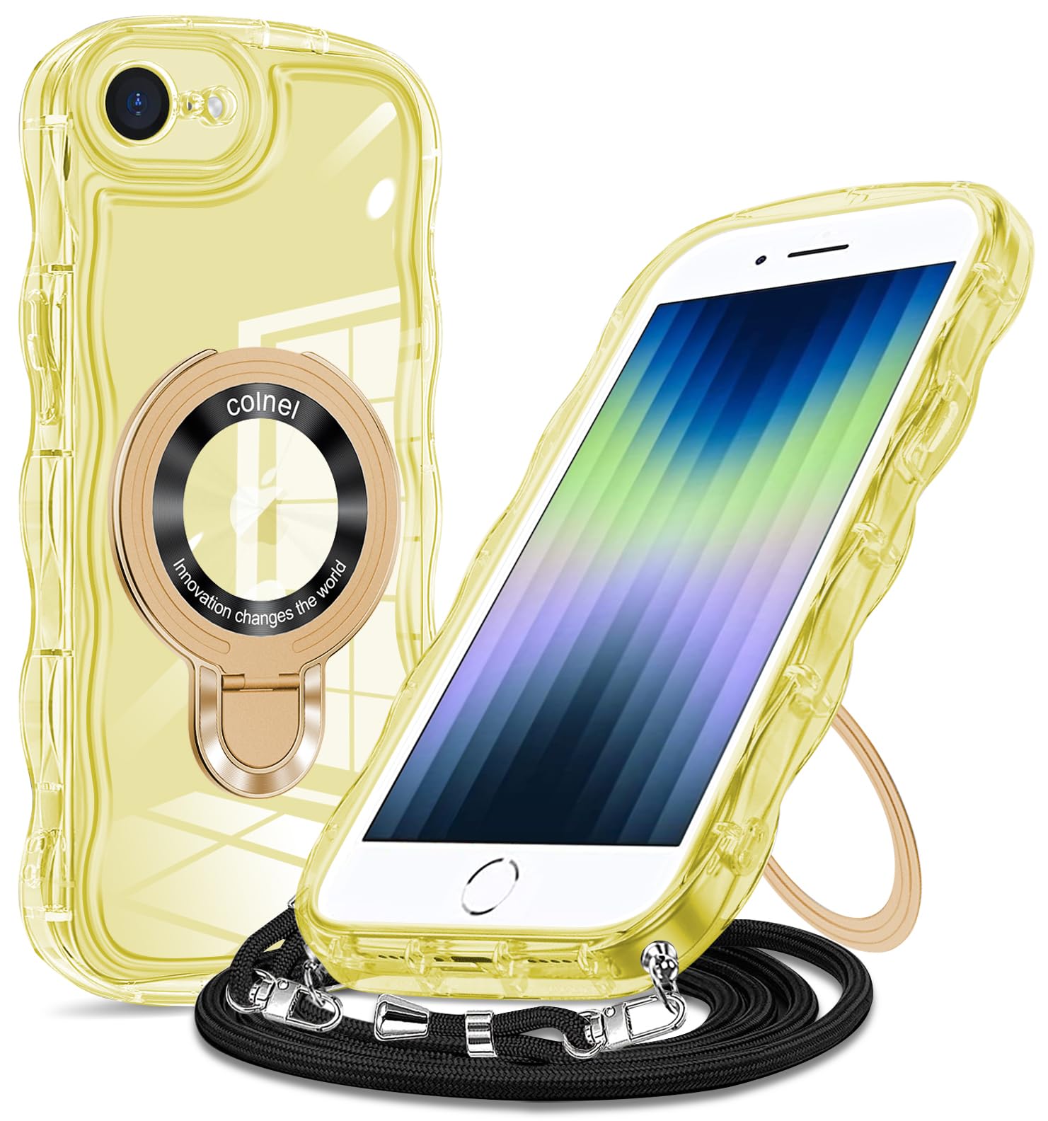 対応 iPhone 7/8/SE2/SE3 ケースMagSafe対応 クリア なみなみ ストラップ穴