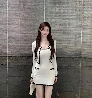 モノトーンスカラップニットカーディガン