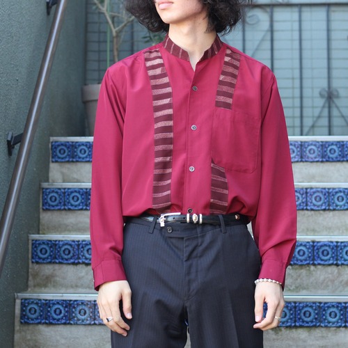 RETRO VINTAGE MCBELL BAND COLLAR DESIGN SHIRT/レトロ古着バンドカラーデザインシャツ