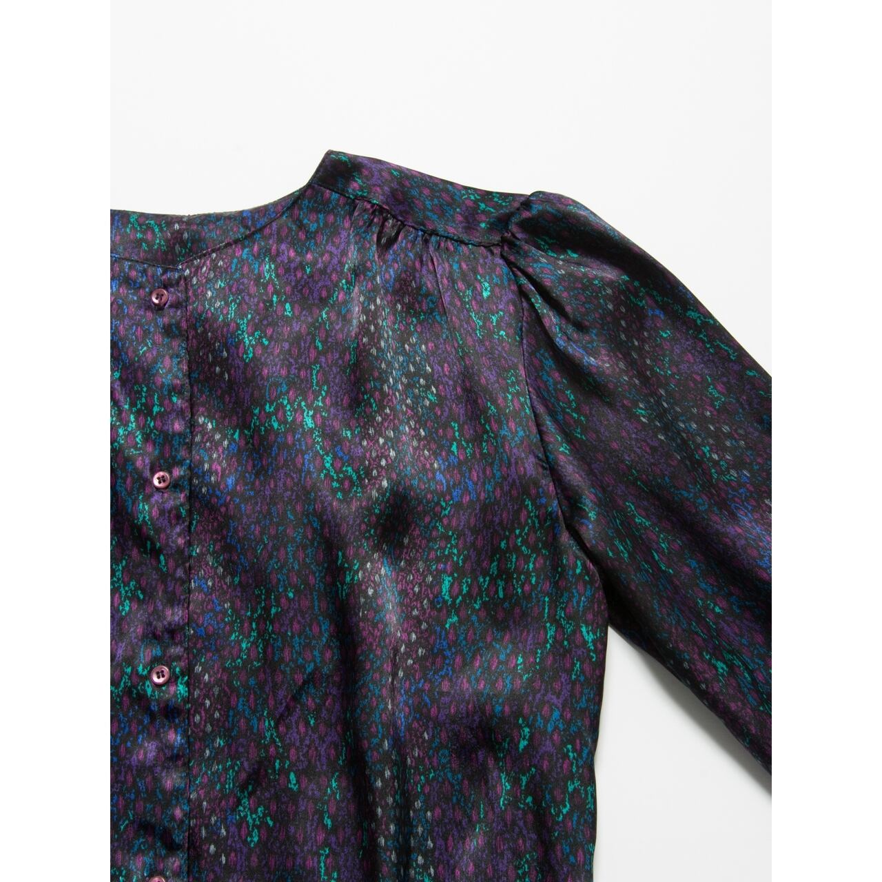 【Made in U.S.A.】Whole pattern collarless blouse（アメリカ製 総柄ノーカラーブラウス）3e