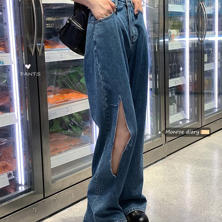 ルーズジーンズ サマーハイウェスト薄手パンツ 夏物 モンロー52951430842