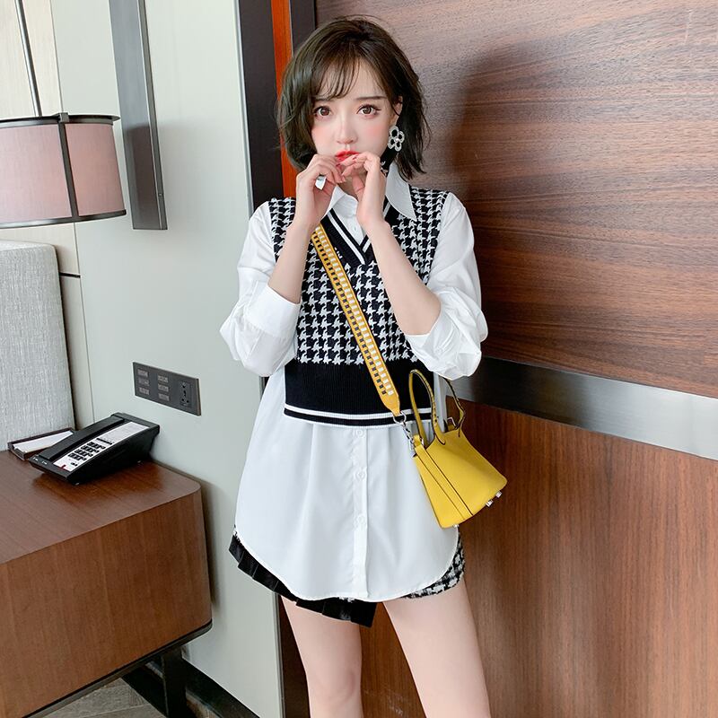 ニットシャツ スプリング 春物 ステッチ MIUCO7519446043