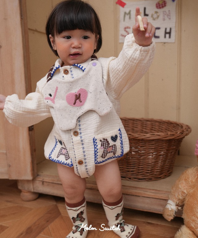 〚予約〛Vintage shirt Yoru romper <baby>
