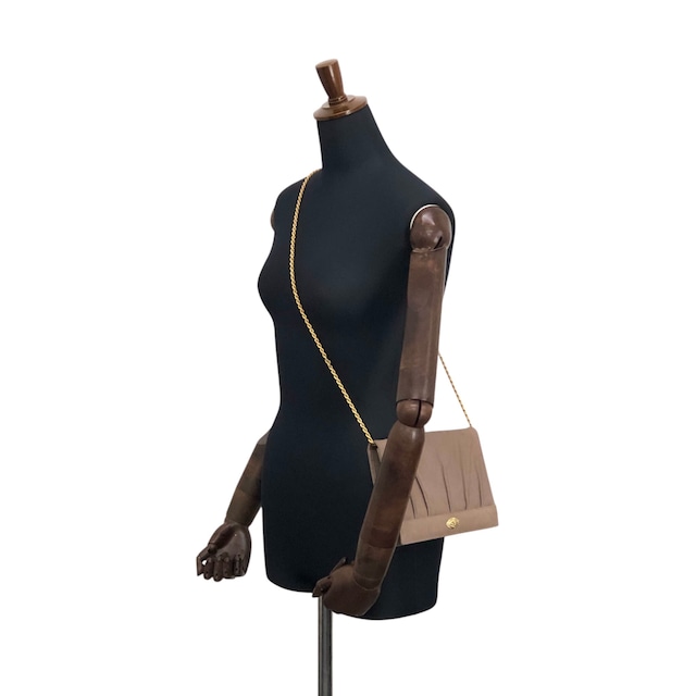 CELINE セリーヌ ショルダーバッグ ベージュ トリオンフ レザー ラインストーン チェーンショルダー vintage ヴィンテージ オールド x4sgdj