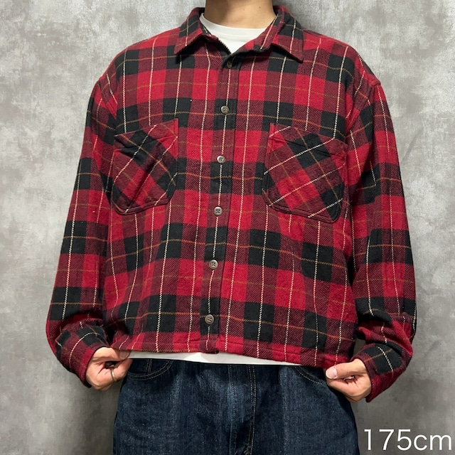 【リメイク】ST JONES BAY  短丈ネルシャツ　XL   コットン100%   チェック柄