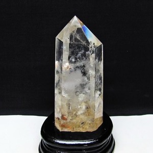 水晶 六角柱 水晶 ポイント 台座付属 置物 原石 一点物 152-4586