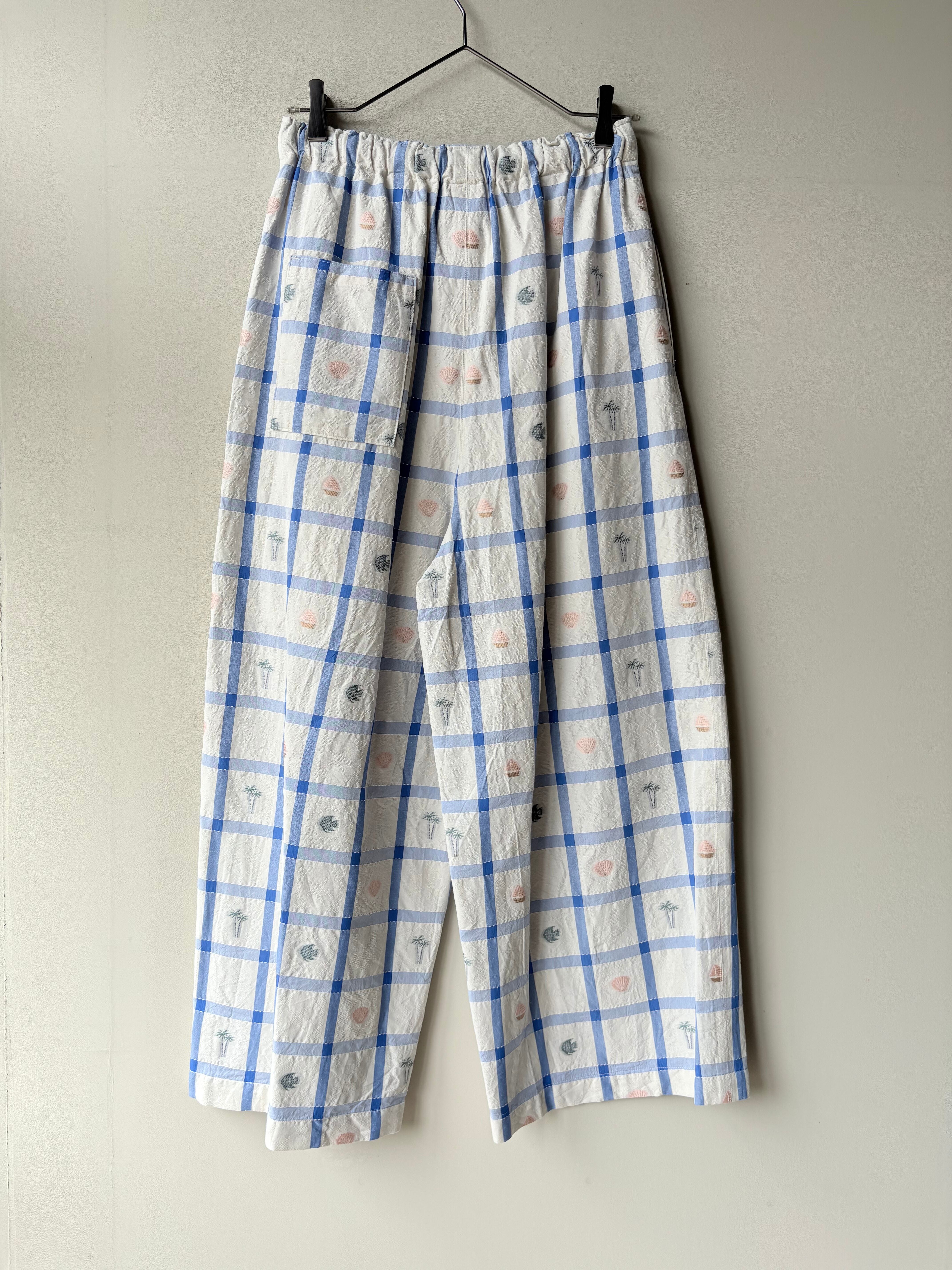 qiri】marine check gather pants［6301PT010261］キリ | 余韻の時間