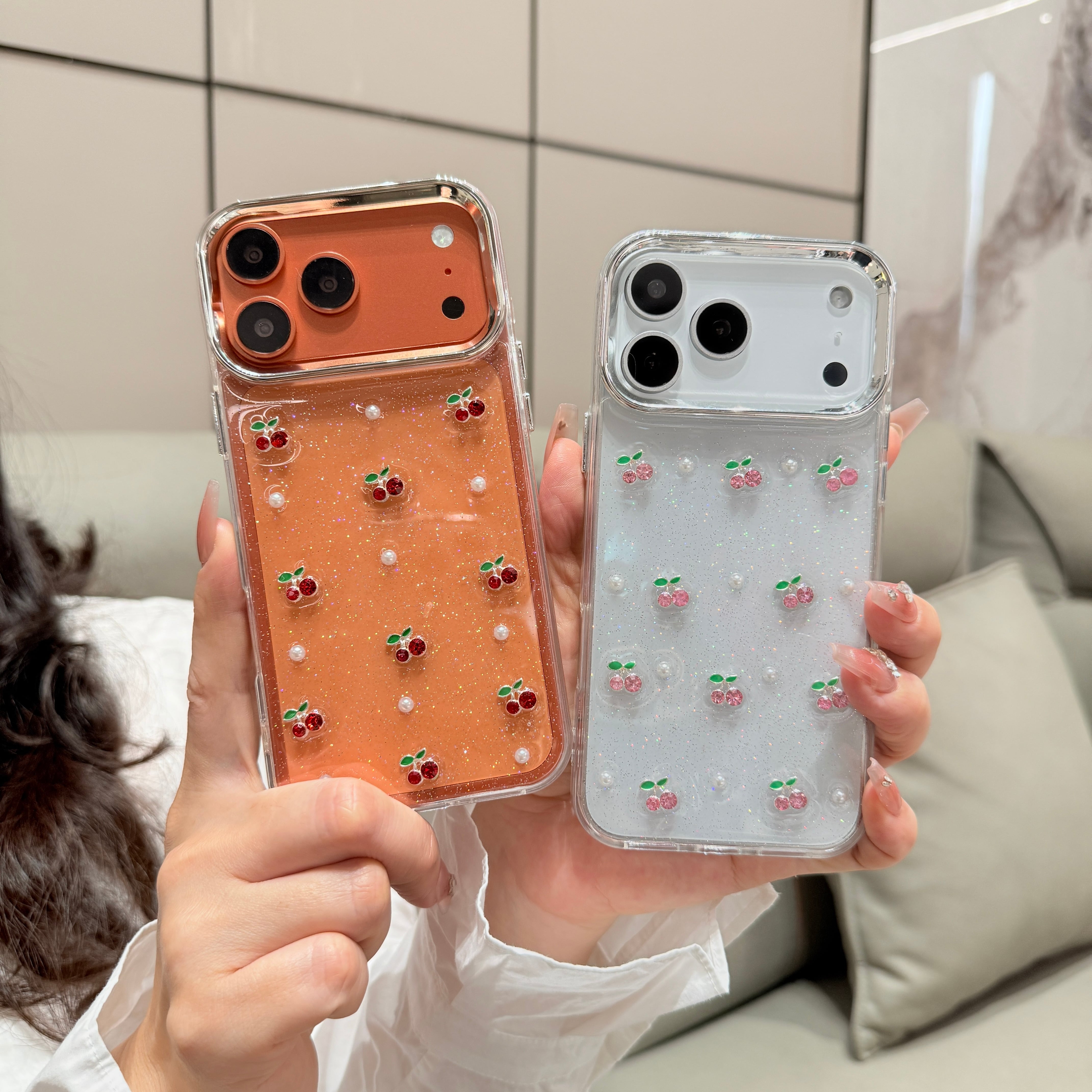 さくらんぼ レジン iphone 17 16 15 ケース チェリー パール