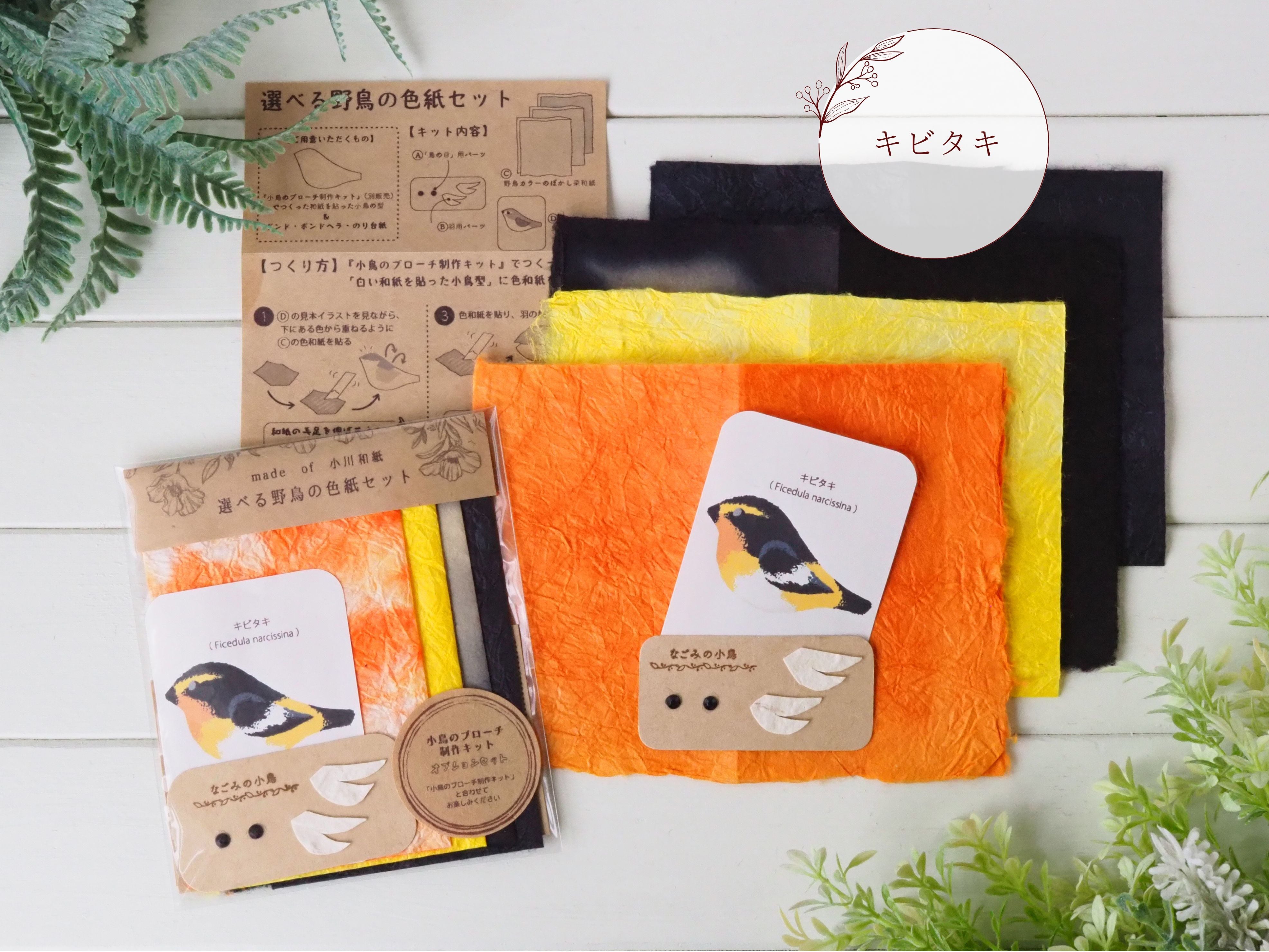 選べる野鳥の色紙セット【「小鳥のブローチ制作キット」オプション