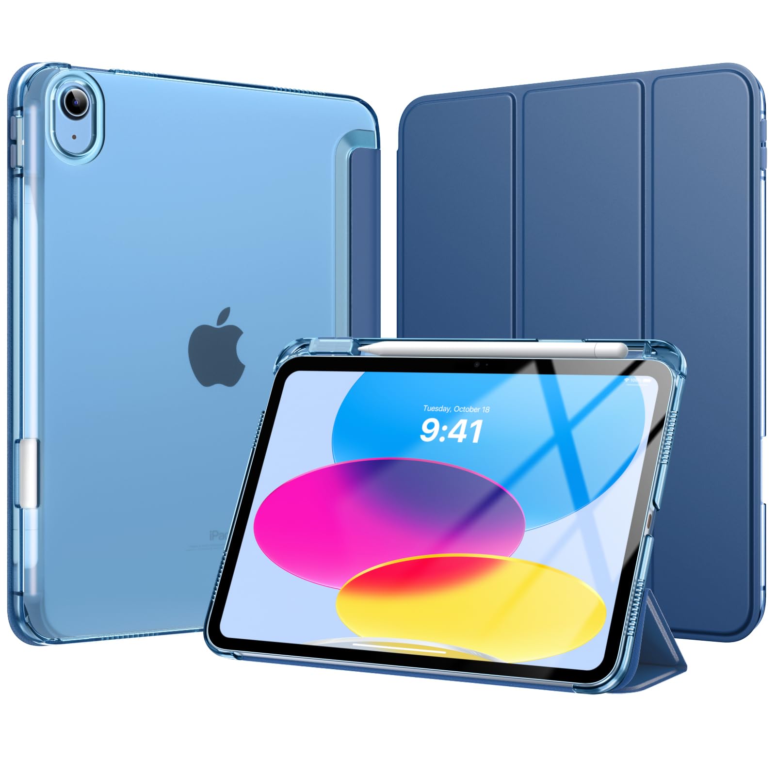 MoKo iPad (A16) ケース iPad 第11/10世代 ケース 11/10.9インチ 2025/2022 ペンシル収納 NavyBlue