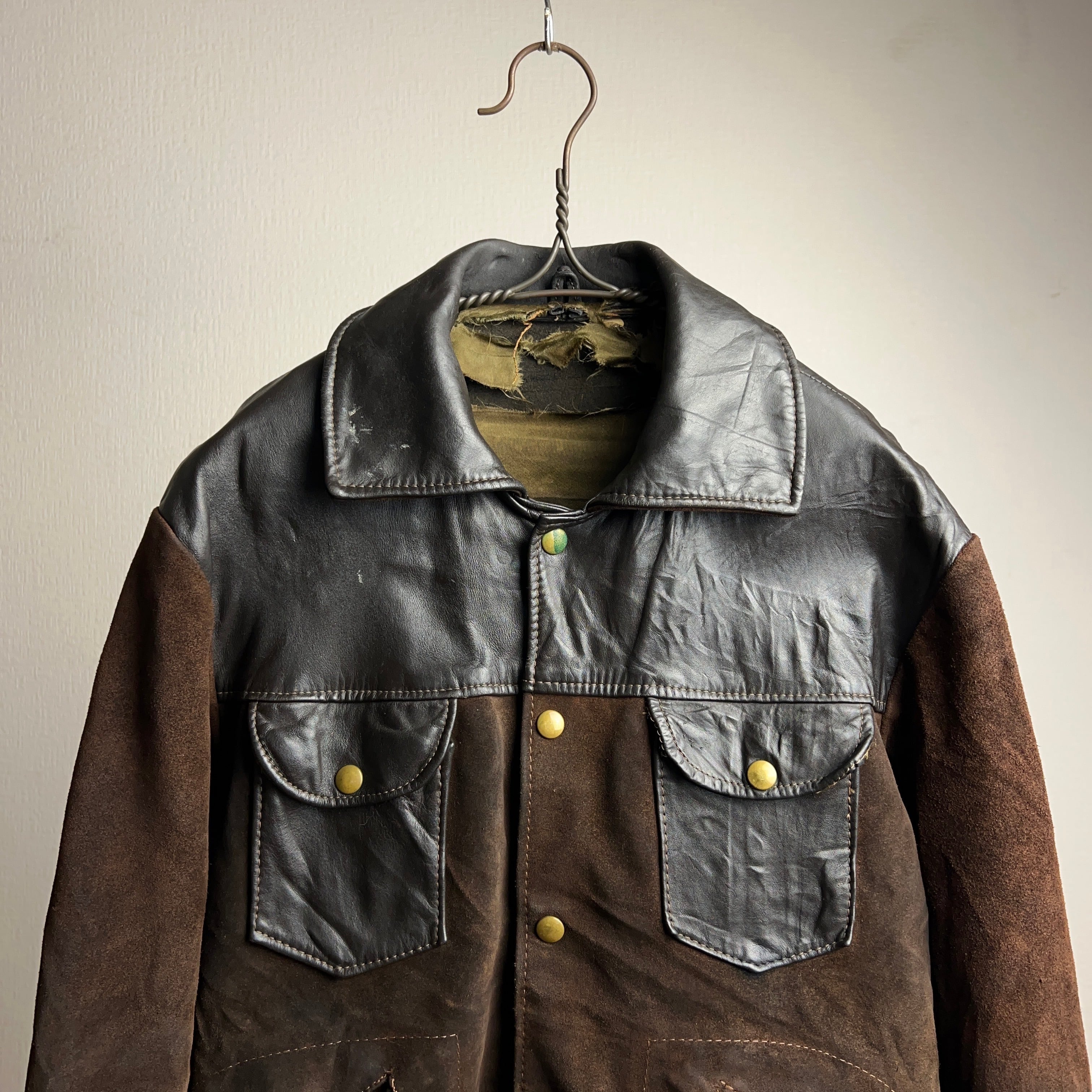 1960's~70's Suede combi Leather Jacket【1125A07M】【送料無料 ...