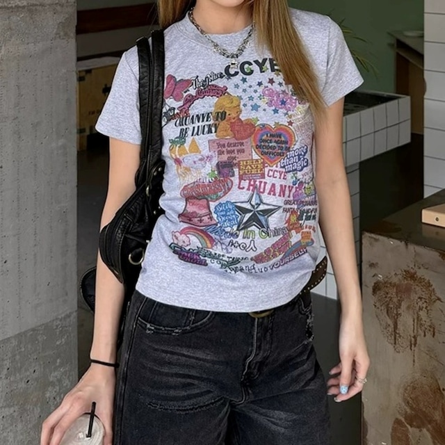 レトロコラージュグラフィックTシャツ 2col R02475