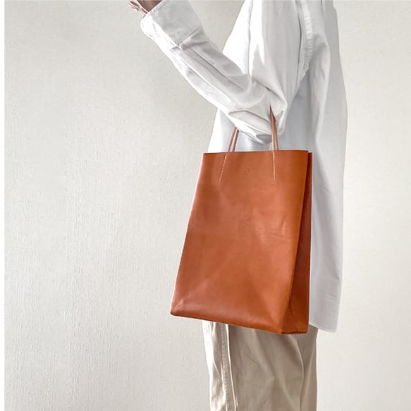 大人の革袋 M・A4が入る・コニャック[受注制作品]