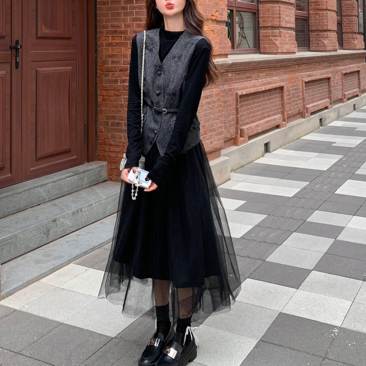 クラシックベスト&チュールワンピース set A4409