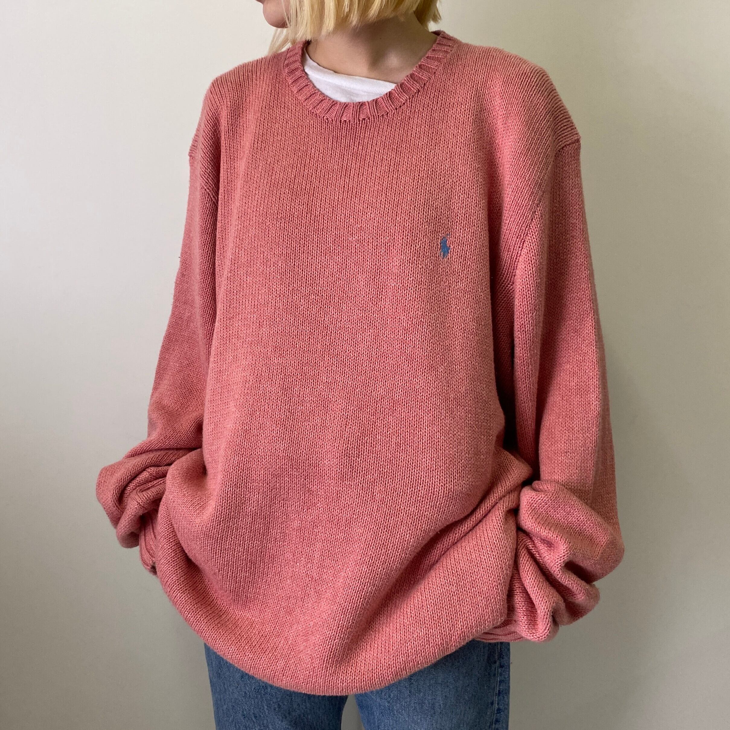 ポロバイラルフローレン ニット セーター ワンポイント刺繍 ロゴ ピンク M Polo by Ralph Lauren ポロバイラルフローレン ワンポイントロゴ刺