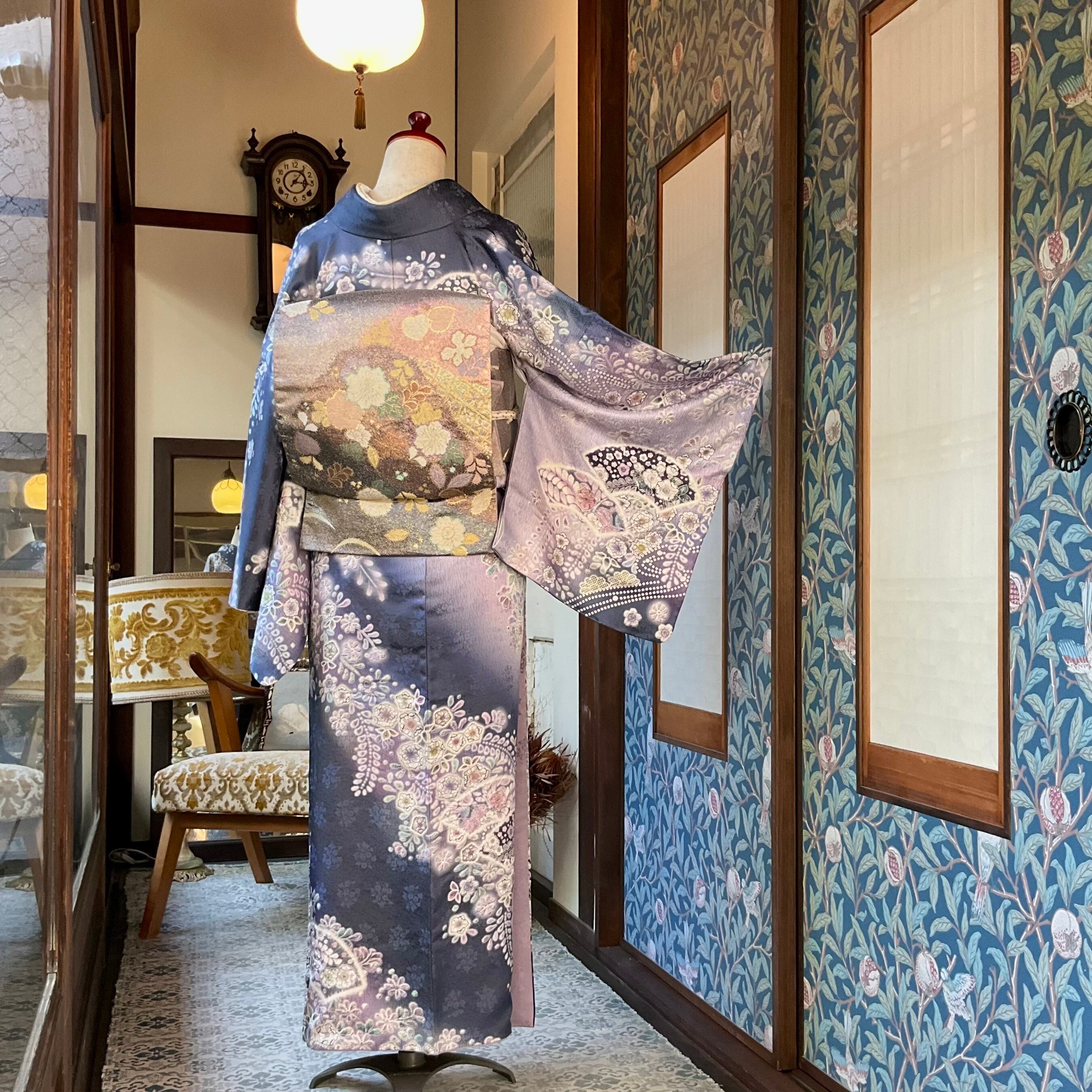 tall＊藤と桜の饗宴＊訪問着セット 辻ヶ花模様 流水 地紙 卒業式 入学