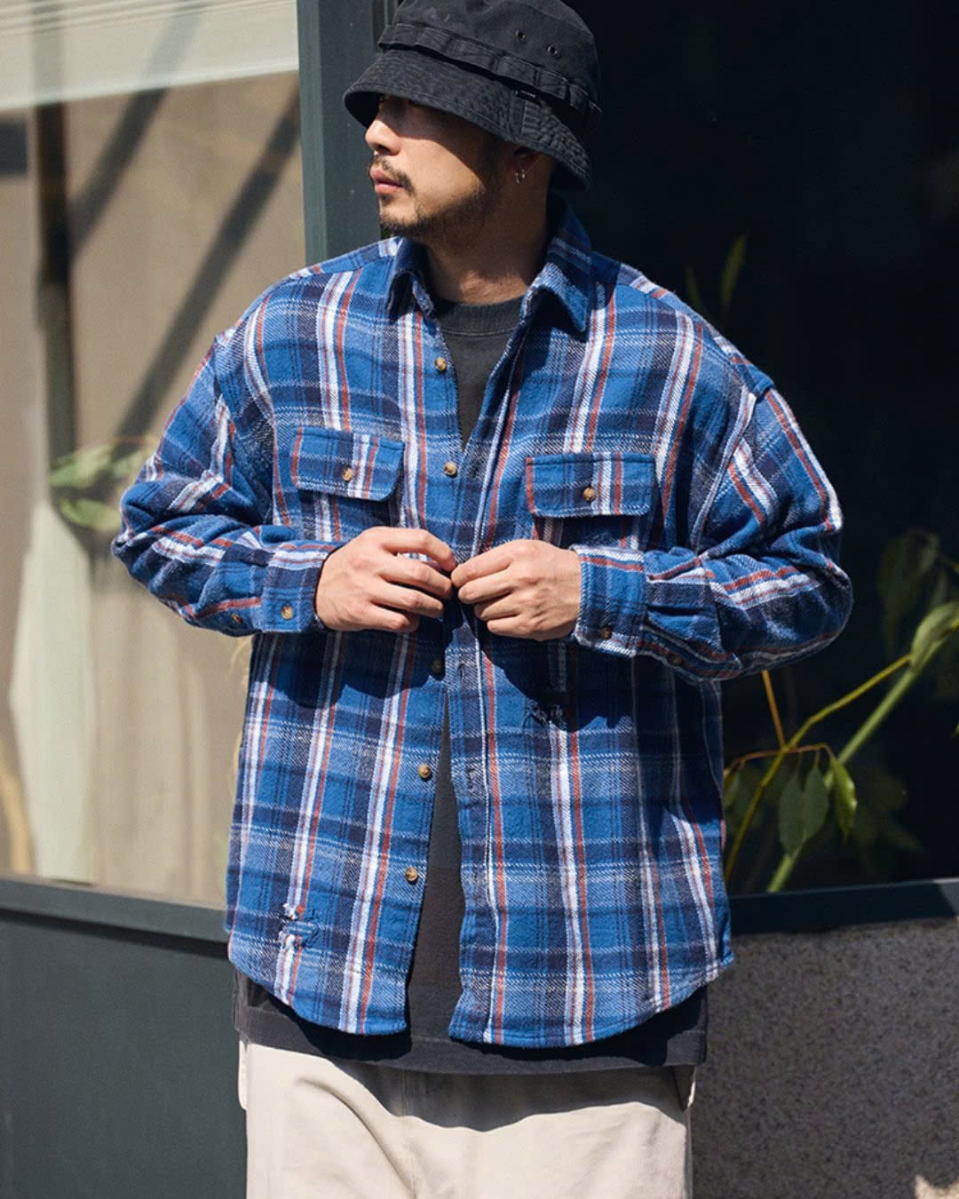 Oversized Checkered Flannel Shirt x00220 | XPOSE