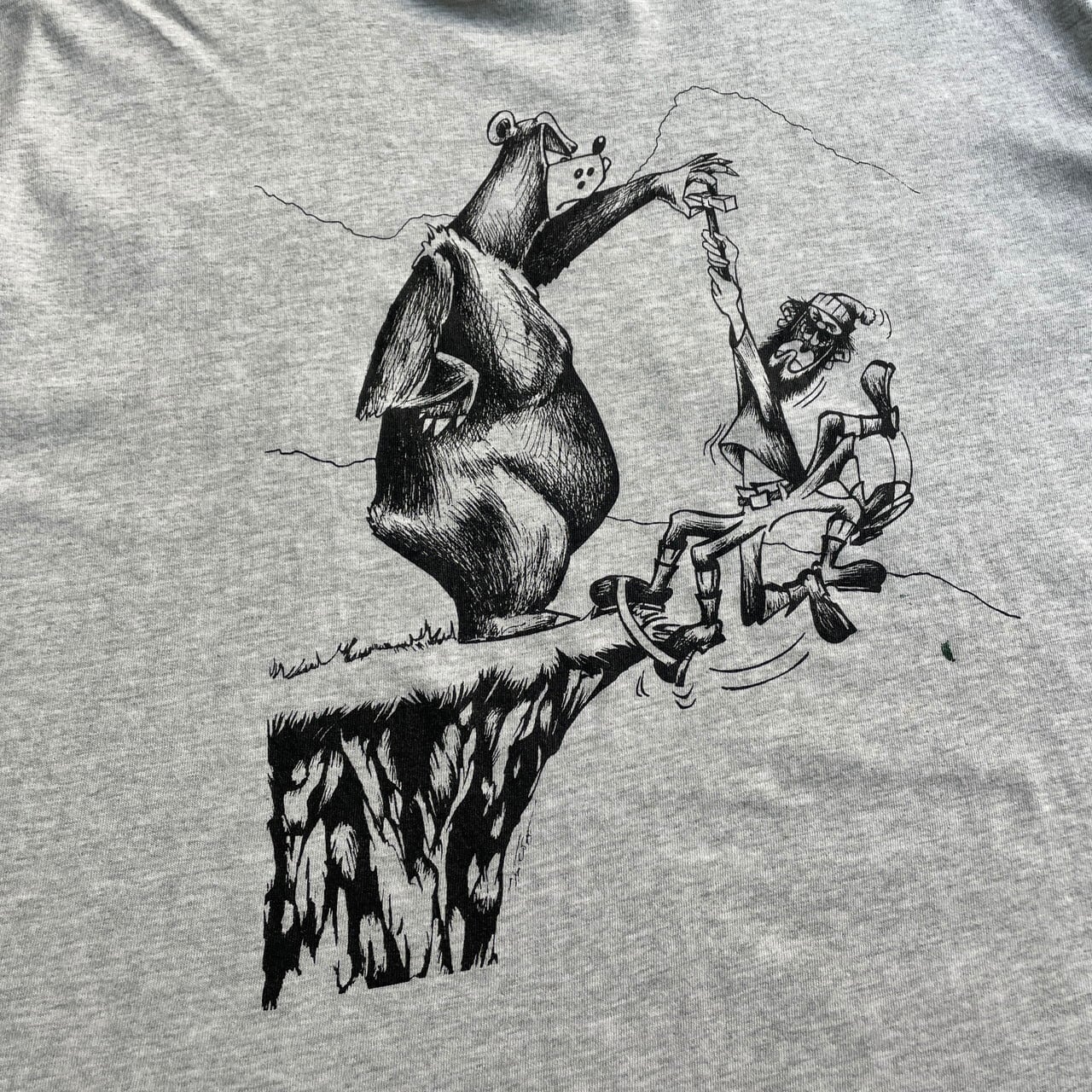 90年代 シングルステッチ クマ アートプリント Tシャツ メンズL相当