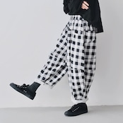 ブロックチェック ピュアコットンルーズパンツ i0422