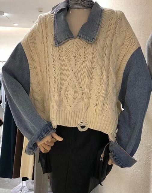 ニットベスト重ね着風シャツ　AJ11009-2620