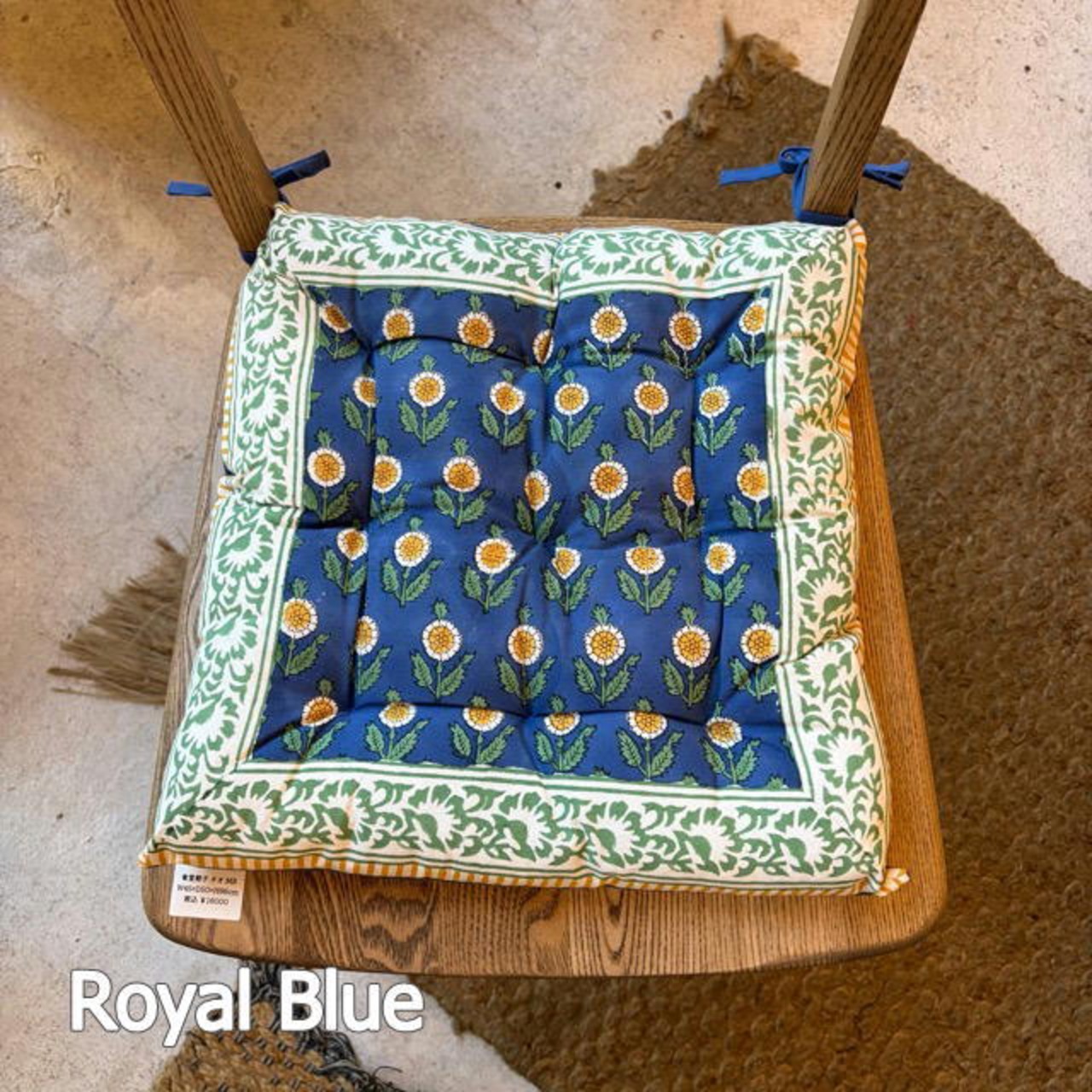 Bonita Block Print Seat Cushion 5Type　40×40㎝　シートクッション ボニータブロックプリント　シートクッション　クッション　紐付きクッション　かわいい