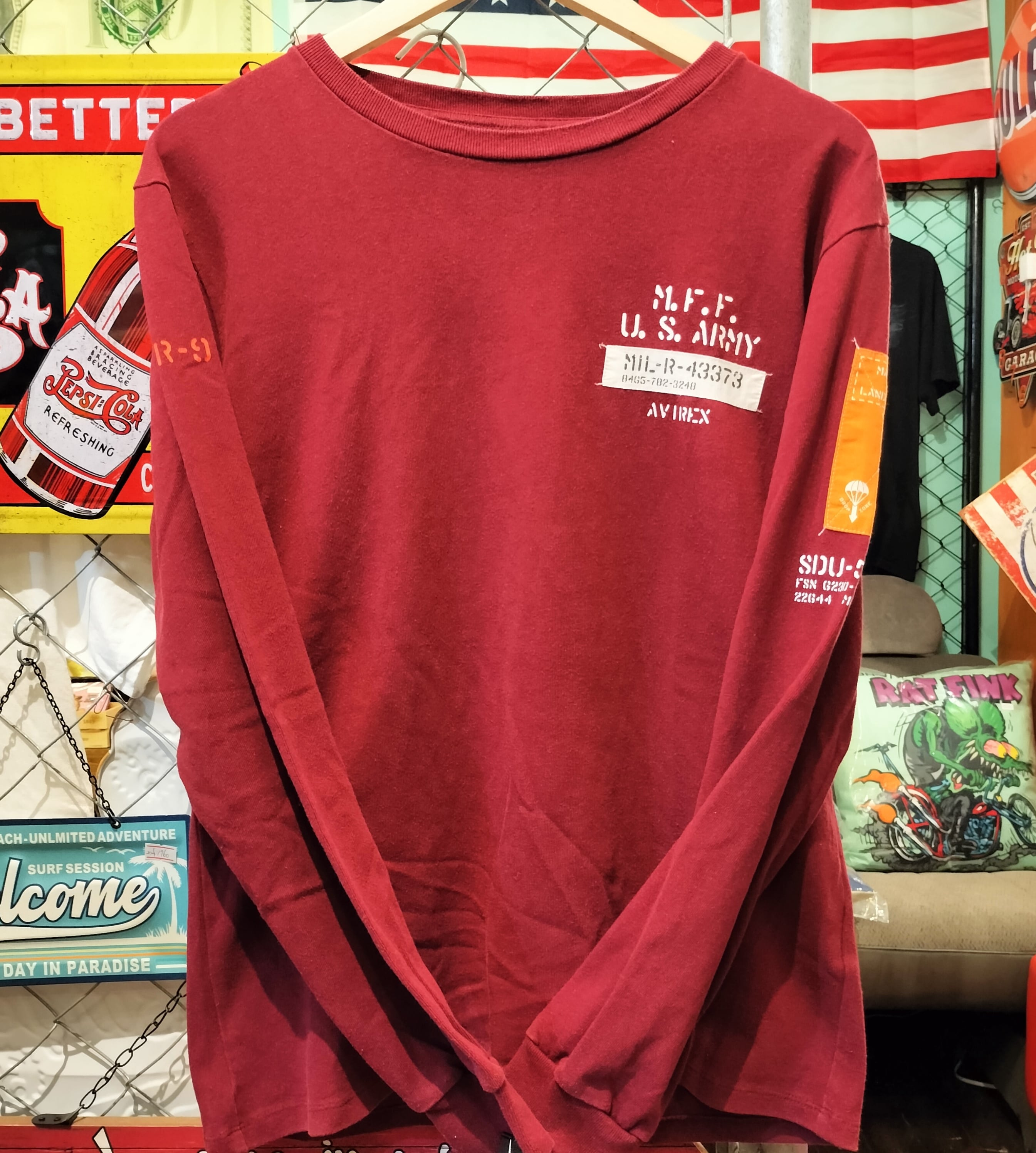 Used ロンT◆M AVIREX アヴィレックス ステンシル エンジ◆USA古着 ヴィンテージ