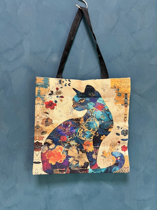 蒼の猫神（ねこがみ）｜オリエンタルアートトートバッグ