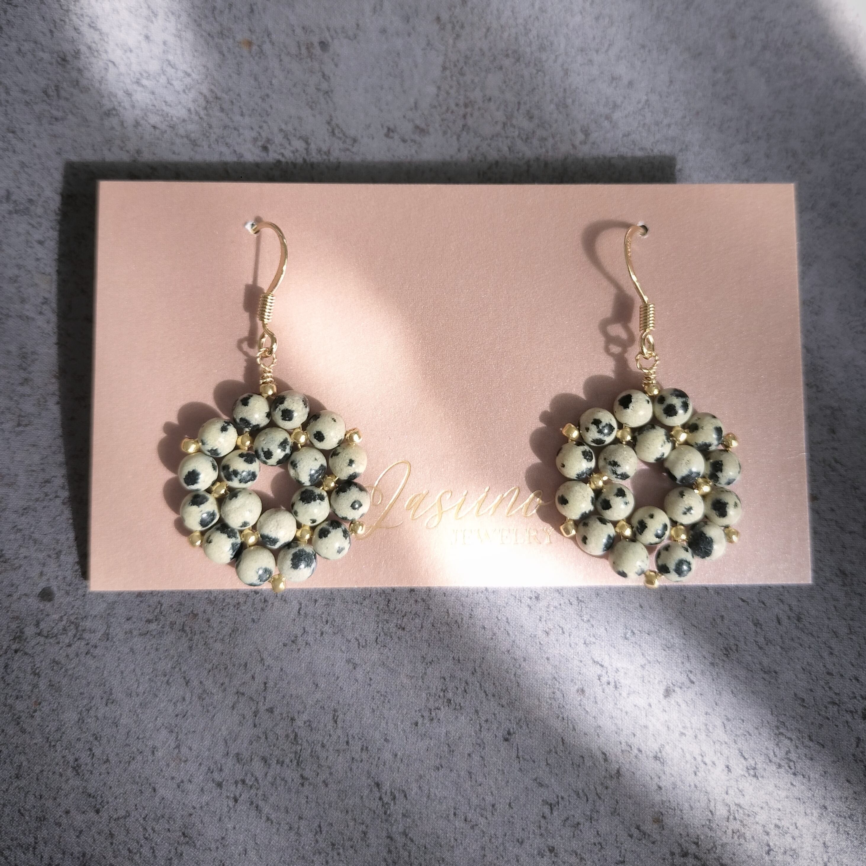 タンザナイト×ダルメシアンジャスパーのフープイヤリング ピアス風