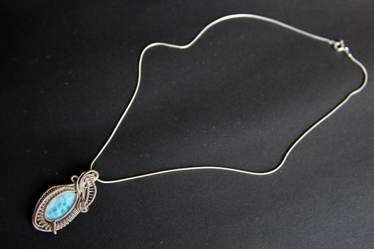 Larimar silver925 wirewrapping pendant